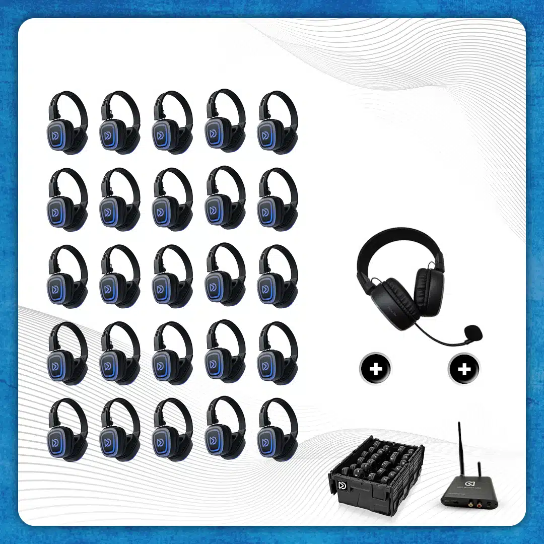 25x Type FD-Pro Headsets + 1x Microphone + Bluetooth. Premium wireless headphones for groups Pro-Kit with storage box - Figure 8
