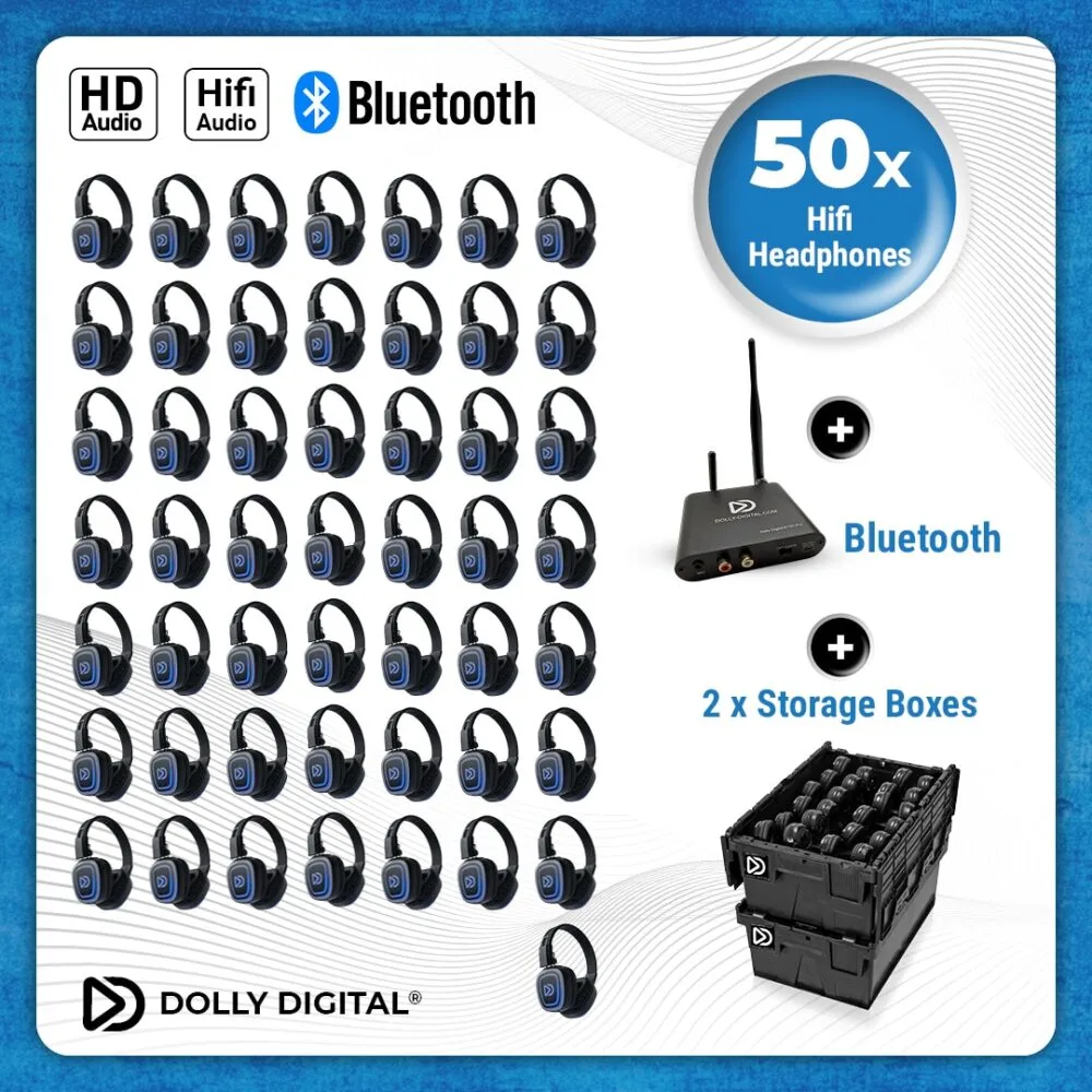Pro Box FD-Pro 50. Premium Silent Disco pro kit, T80 Pro Bluetooth transmitter with storage box