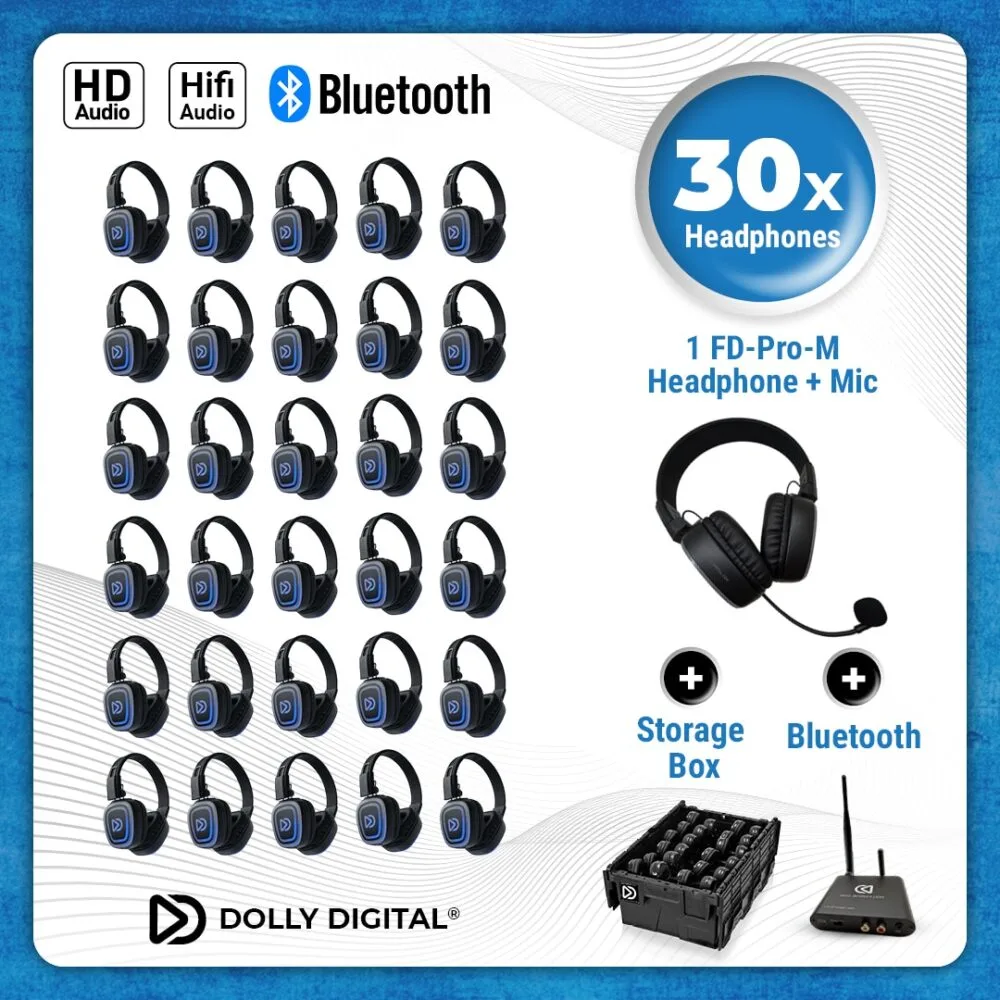 Pro Box FD-Pro 30 + 1x Microphone + Bluetooth. Premium Silent Disco pro kit with storage box