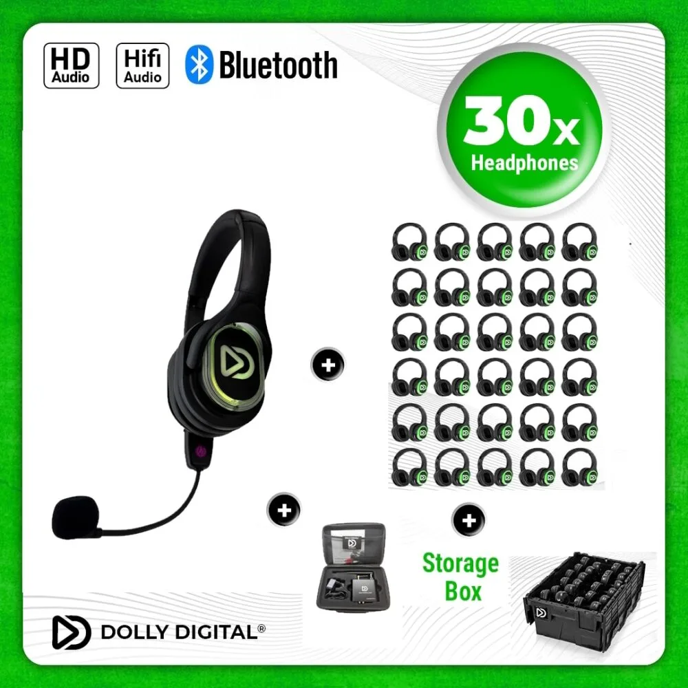Pro Box RD-Pro 30 + 1x Microphone + Bluetooth. Premium Silent Disco pro kit with storage box