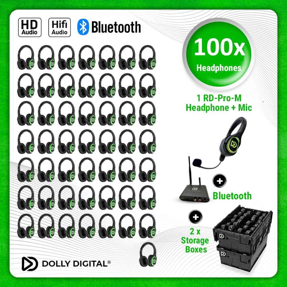 Pro Box RD-100. Headmounted Microfoon. Premium Draadloze Koptelefoons voor Groepen - Pro Kit, T80 Pro Bluetooth zender met storage boxen