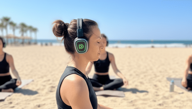 FD-Pro-M on the beach during Yoga