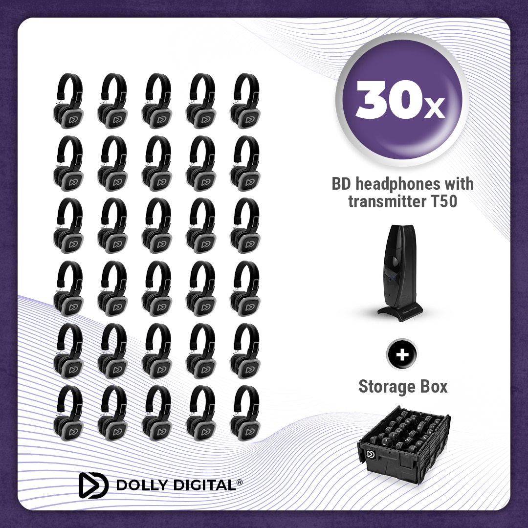Pro Box BD 30. Silent Disco pro kit met T50 zender en een storage box