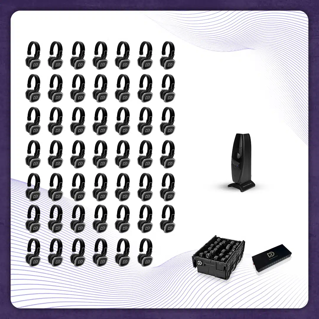 Pro Box BD 48. Silent Disco Profi-Set mit T50 Sender, Ladestation und Aufbewahrungsbox