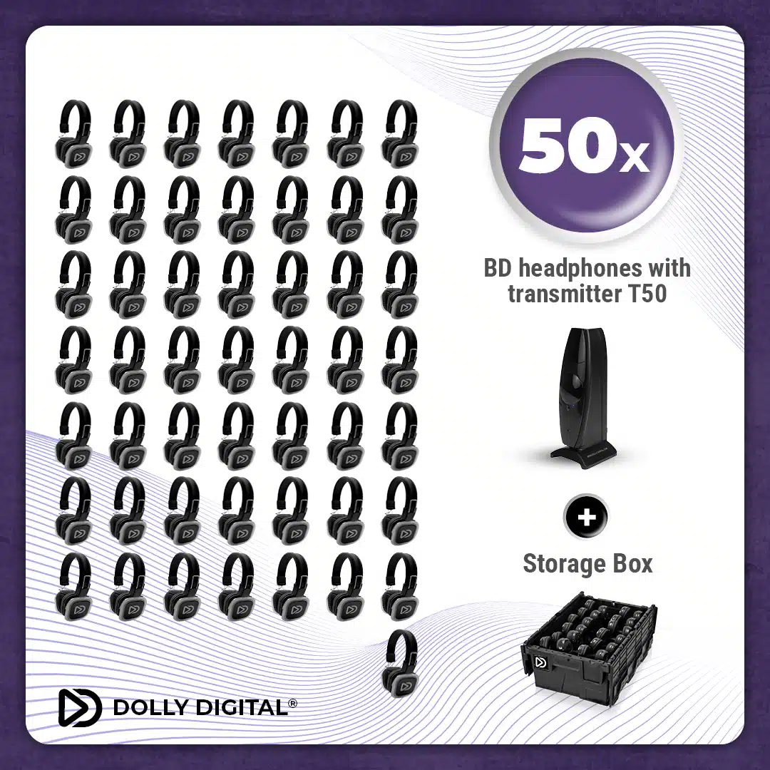 Pro Box BD 50. Silent Disco Profi-Set mit T50 Sender und 2 Aufbewahrungsboxen