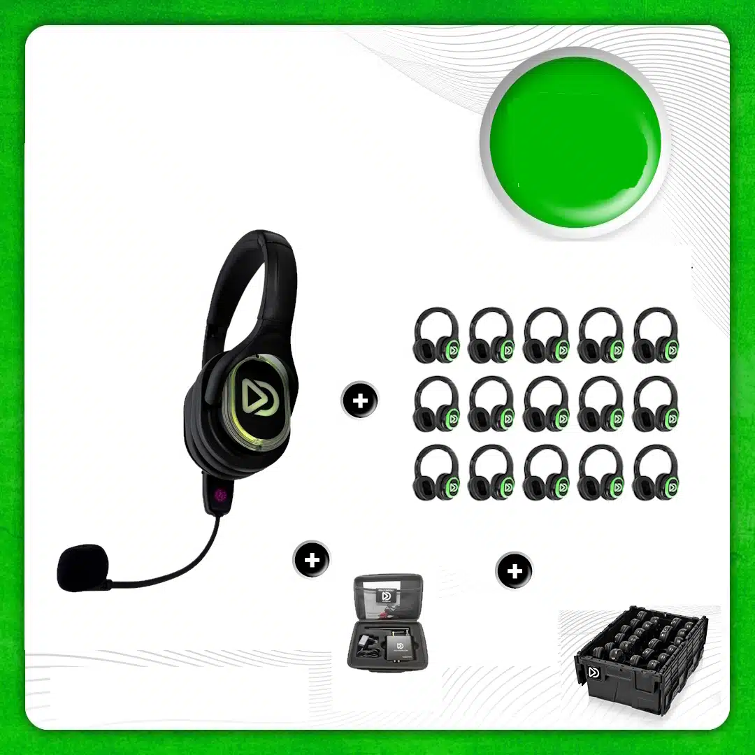 Pro Box RD-Pro 15 + 1x Microphone + Bluetooth. Premium Silent Disco pro kit with storage box