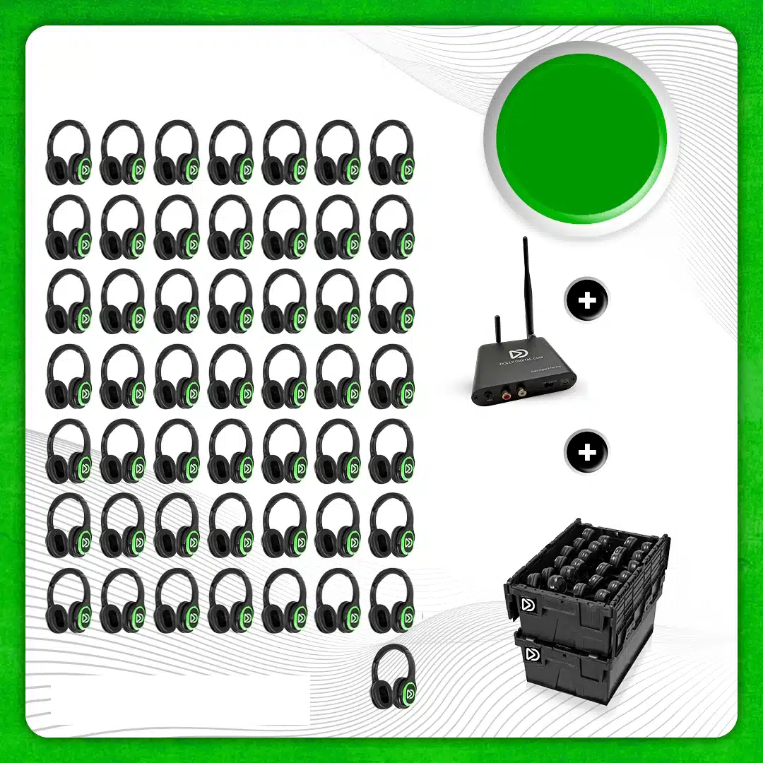 Pro Box RD-Pro 50. Premium-Funkkopfhörer für Gruppen – Pro-Set, T80Pro Bluetooth-Transmitter mit Aufbewahrungsboxen