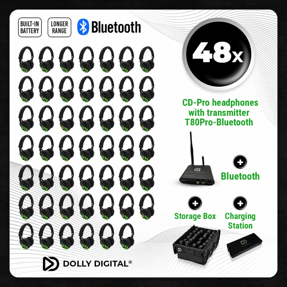 Pro Box CD-Pro 48. Premium Silent Disco pro kit with storage box + 48-port charging station