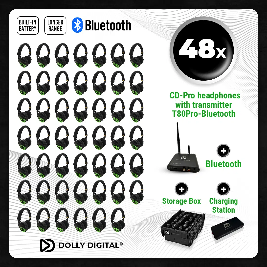 Pro Box CD-Pro 48. Premium Silent Disco pro kit with storage box + 48-port charging station